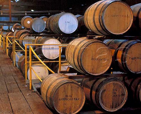 Barrel maturation cellar of BRL Hardy winery   Berri South Australia   Riverland