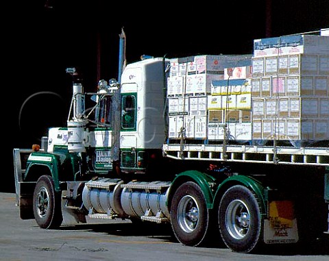 Lorry loaded with wine at Orlandos Rowland Flat   winery Barossa Valley SA