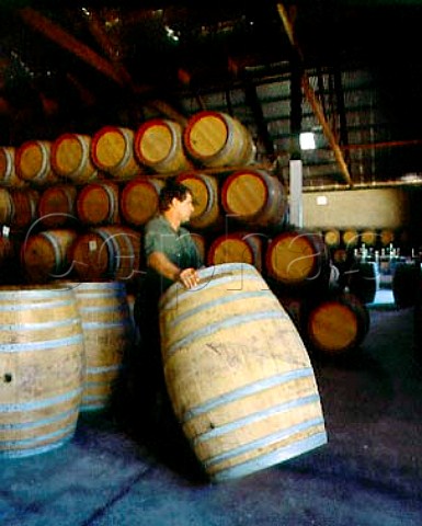 Moving barrels at Orlandos Rowland Flat Winery  South Australia    Barossa Valley