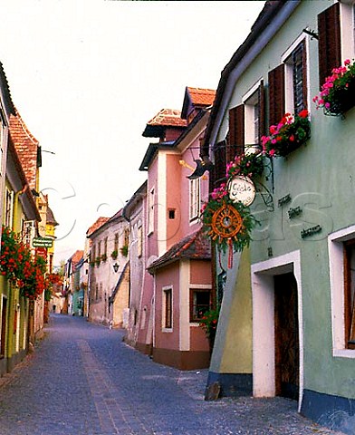 Street in the wine village of Durnstein at the heart   of the Wachau Austria