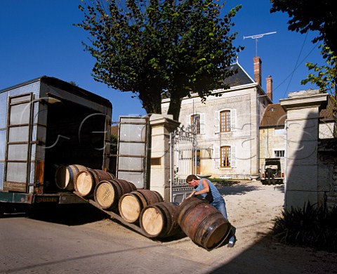 Unloading barrels at premises of VillardDonnet  Pommard Cte dOr France Cte de Beaune