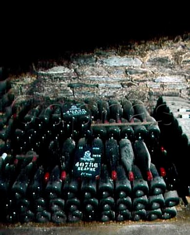 Bottles of Cote de Beaune Premier Cru in the cellars   of Patriarche Pere et Fils at Beaune