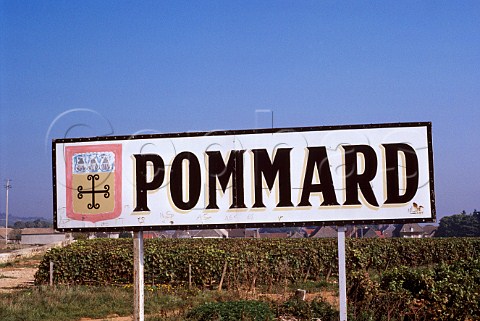 Sign for the wine village of Pommard   Cte dOr France   Cte de Beaune