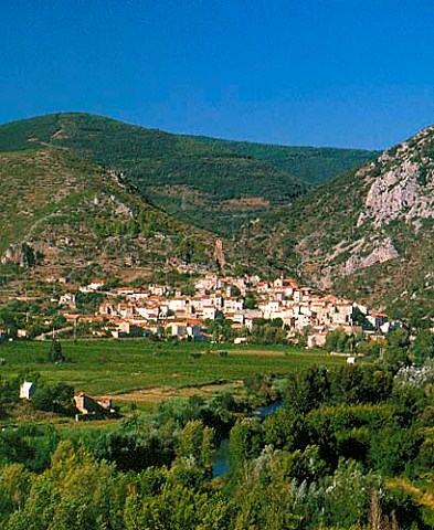Village and vineyards of Roquebrun in the   Orb valley Hrault France   AC StChinian