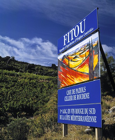 Fitou wine sign at Paziols Aude France