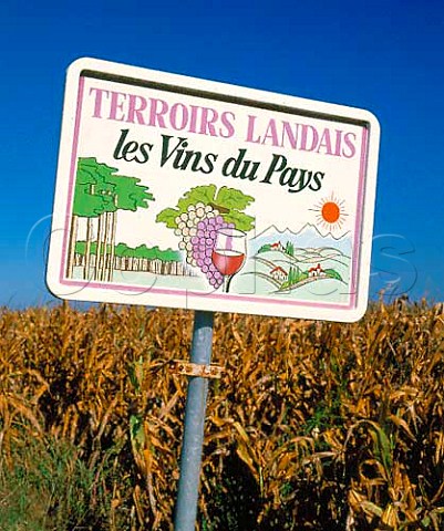 Vins du Pays sign for the Landais near   BarbotanlesThermes Gers France