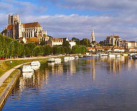 Auxerre cathedral and River Yonne Yonne France    Bourgogne