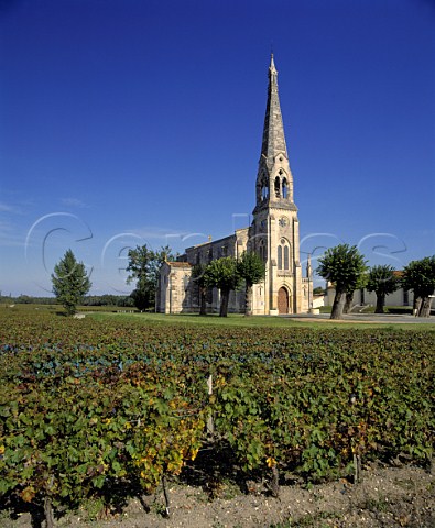 Vineyards around the church of Soussans near   Margaux Gironde France  Margaux  Bordeaux