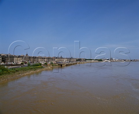 Bordeaux and the Garonne River viewed from the Pont de Pierre  Gironde France