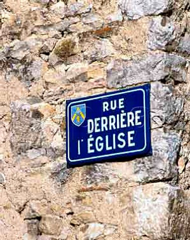 Street sign Street behind the church   PulignyMontrachet Cte dOr France