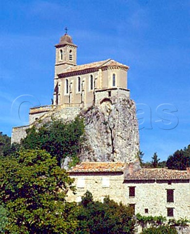 Church perched on rock at Pierrelongue in the Ouvze   Valley  Drme France  RhneAlpes