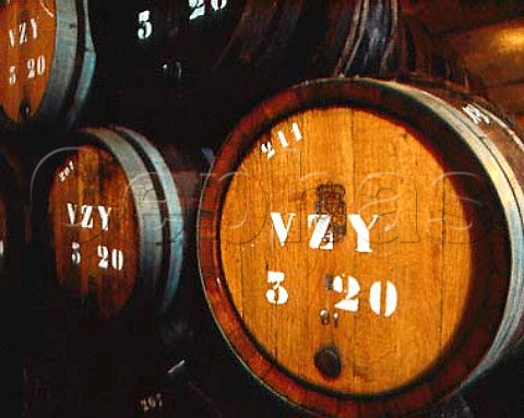 Barrel fermentation at Champagne Krug  Grapes from different villages are fermented separately the   barrel markings indicating where each is from VZY is   Pinot Noir from Verzenay Reims Marne France