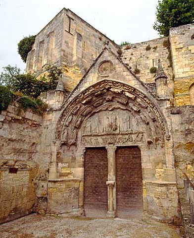 Old doorway to the crypt of Stmilion church   Gironde France