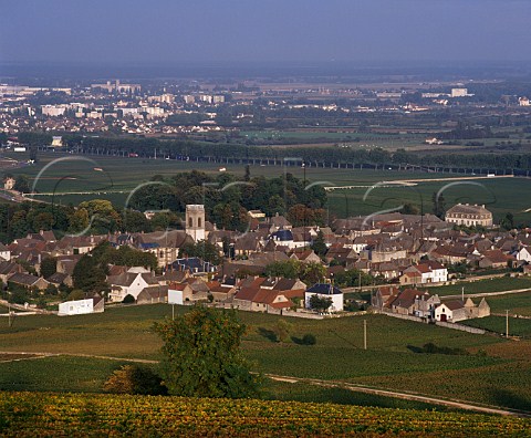 Village of Pommard and its chteau with Beaune in distance Cte dOr France  Cte de Beaune