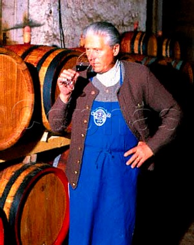 Herbert Tiefenbrunner tastes his Cabernet Sauvignon   from barrel   Entiklar Alto Adige Italy