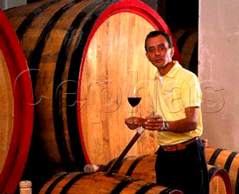 Donato dAngelo tasting wine from barrel   Rionero in Vulture Basilicata Italy Aglianico del Vulture