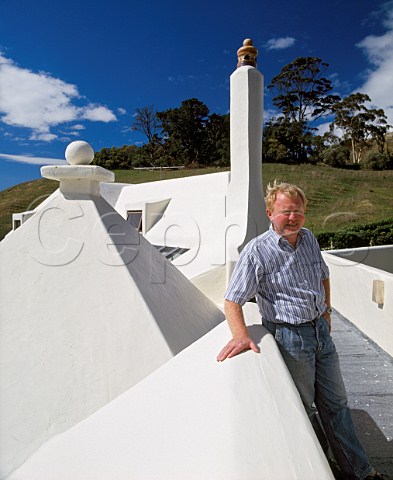 John Buck on the roof of his house in Coleraine  Vineyard of Te Mata Estate Havelock North near Hastings New Zealand    Hawkes Bay
