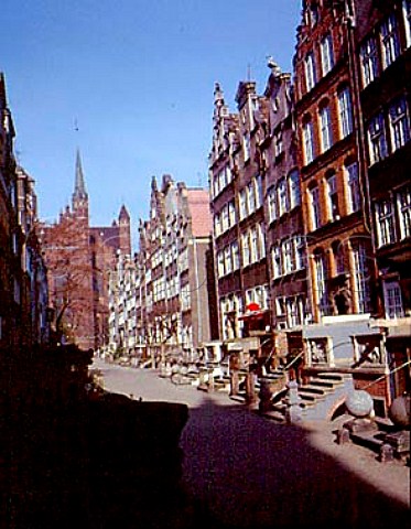 View along Mariacka Street to the Church of Our Lady    one of the most beautiful streets in the city   Gdansk Poland
