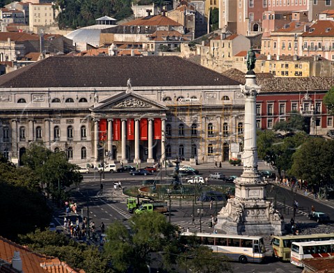 Rossio Square with the National Theatre and monument to Dom Pedro IV Lisbon Portugal