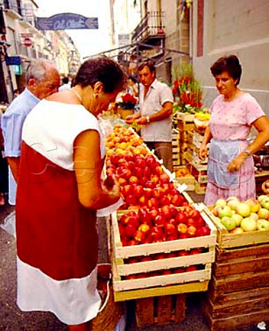 Fruit stall Palafrugell market Catalonia Spain