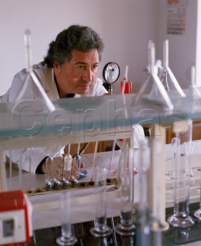 Jaume Mussons i Estabanell in the laboratory of   Cellers de Scala Dei where he was formerly the   winemaker    Catalonia Spain   Priorato