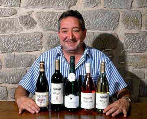 Isaac Muga circa 1990 with a selection of his wines Bodegas Muga Haro  Rioja Alta