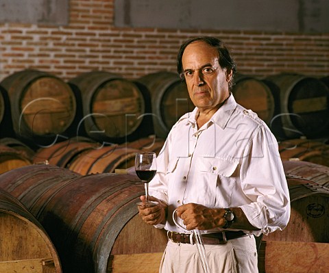 Carlos Falco y Fernandez de Cordova  Marques de   Grion in the barrel cellar on his estate of   Valdepusa Malpica de Tajo west of Toledo Spain