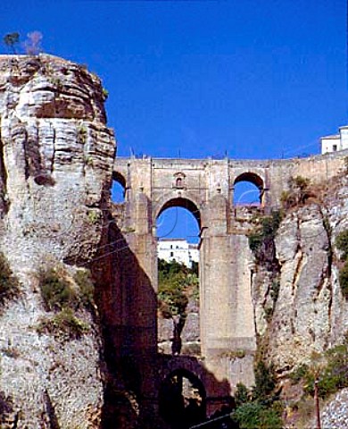 Ronda Andalucia Spain The huge 18th century   bridge Puente Nuevo spanning the gorge of the Rio   Guadalevin