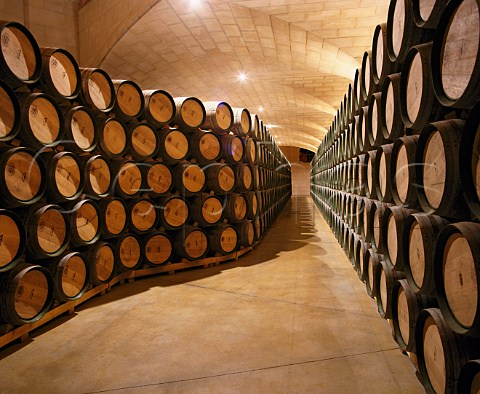 Barrel maturation cellar of Bodegas Campillo   Laguardia Alava Spain Rioja Alavesa