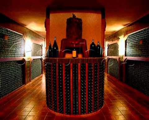 Wine maturing in bottle in tasting room of Bodegas   Campillo Laguardia Spain Rioja Alavesa