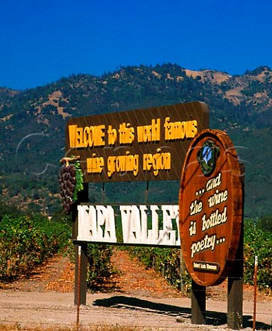 Napa Valley wine sign on Route 128 California