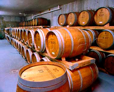 French oak barriques in the barrel room of  Jonathan Edwards winery   North Stonington Connecticut USA