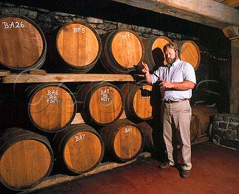 Rudolf Marchesi in barrel cellar of Alba winery  near Warren Glen Hunterdon Co New Jersey USA