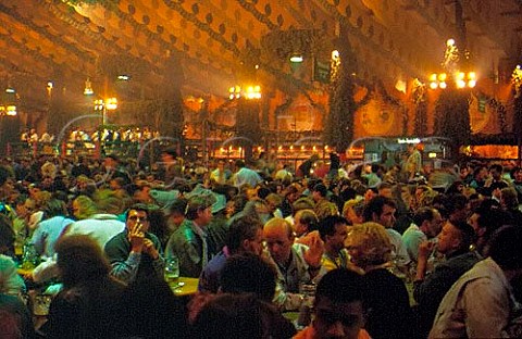 Beer hall at the Oktoberfest  Munich Germany