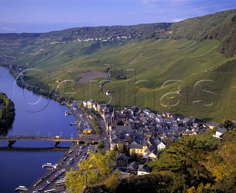 Doctor and Graben vineyards above BernkastelKues   and the Mosel River Germany      Mosel