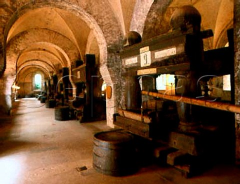 Wine presses in the Kabinet Keller of  Kloster Eberbach Hattenheim Germany   Rheingau