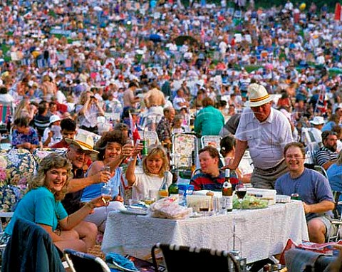Annual openair concert held at Leeds Castle It attracts many thousands of people who   spend the afternoon and evening picnicing and   listening to popular and classical music Maidstone Kent England