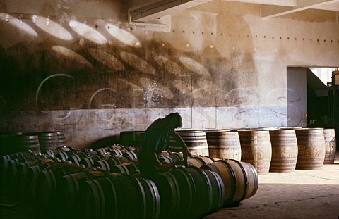 Filling barrels at Champagne Bollinger Ay Marne France