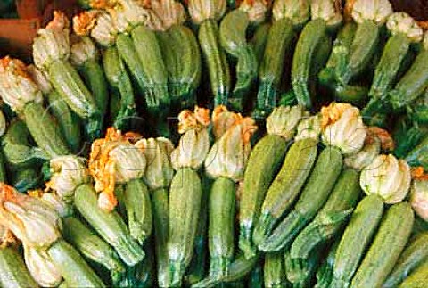 Courgettes on market stall Nice France