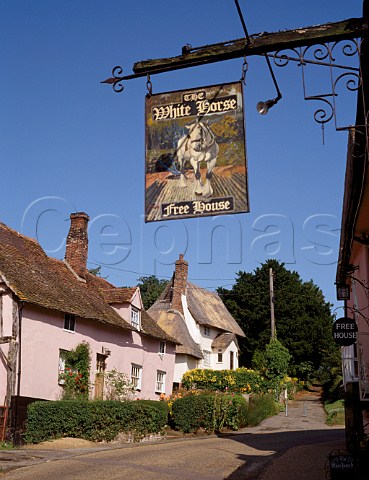 The White Horse pub sign Kersey Suffolk England