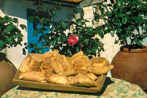 Easter bread flaouncesmade from eggs   cheese and mint Arsos Cyprus