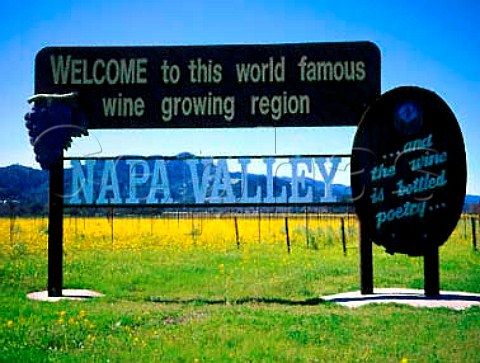 Welcome sign Napa Valley California