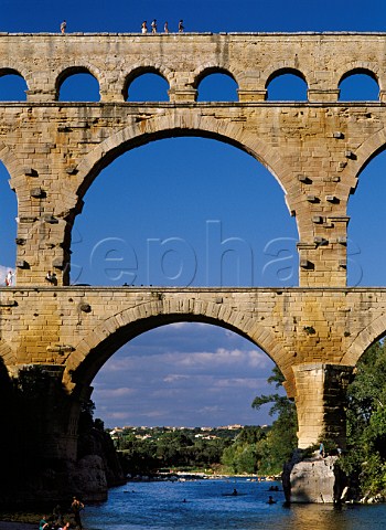 Pont du Gard over the Gardon River a Roman aqueduct built to supply water to Nmes  Gard France