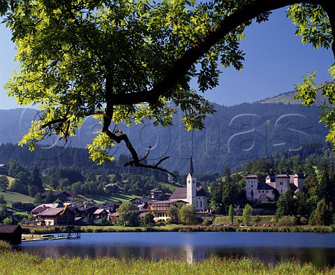 Village of Goldegg am See and its castle Salzburgerland Austria