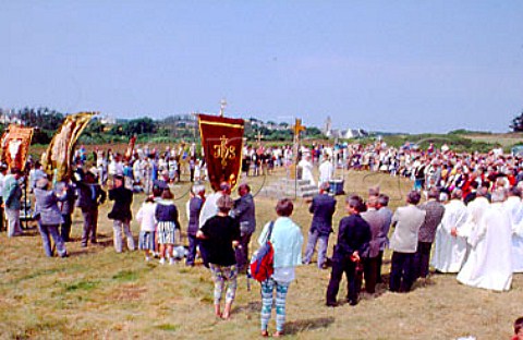 Pardon at StTugen A pardon is a   religious gathering held on the local   saints day  Near Audierne Finistere   Brittany France