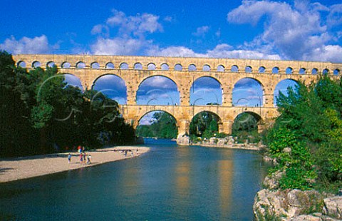 Pont du Gard the Roman aqueduct over   the River Gard Gard France   LanguedocRoussillon