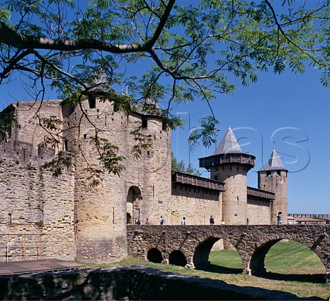 Walls of the old city of Carcassonne Aude France    LanguedocRoussillon