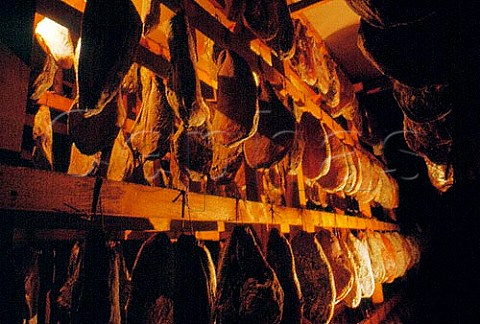 Curing hams of Sauris Carnia Friuli   Italy