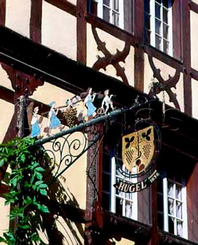 Sign on the premises of Hugel in the main street of   Riquewihr HautRhin France  Alsace