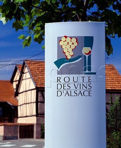 Sign at entrance to Blienschwiller on the Route des   Vins dAlsace  BasRhin France   Alsace